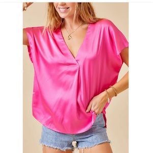 Hemline - milli shocking pink top size small